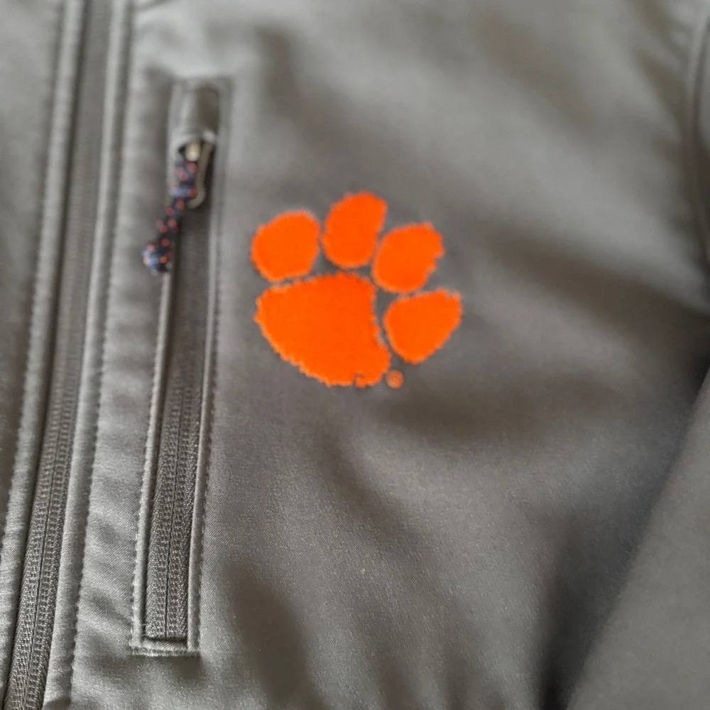 Columbia Clemson Tigers Softshell Jacket Men's M Gray Full Zip Fleece Lined